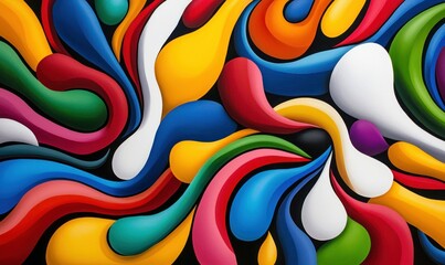 Obraz premium Vibrant abstract background featuring a dynamic array of colorful, curved shapes and forms.