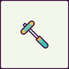 Stylized Neurological Reflex Hammer Icon for Medical and Healthcare Use
