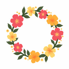 Obraz premium Colorful spring wreath design with flowers, floral decoration