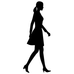Woman black silhouette vector, Simple silhouette Design vector icon with white background. Woman activity vector, Human vector 