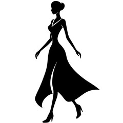 Woman black silhouette vector, Simple silhouette Design vector icon with white background. Woman activity vector, Human vector 