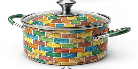 Obraz premium Candid Photo: Rustic Pot, Faux Brick Wall Background - Home Decor, Still Life Photography