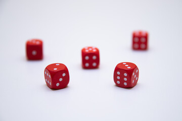 Red dices on white background