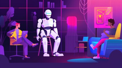 Artificial intelligence and human interaction illustration