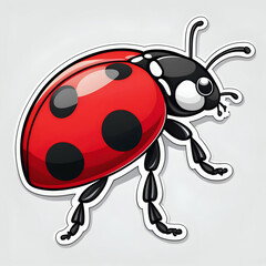 Obraz premium cartoon Ladybug. full side view. sticker vector. on an empty white background