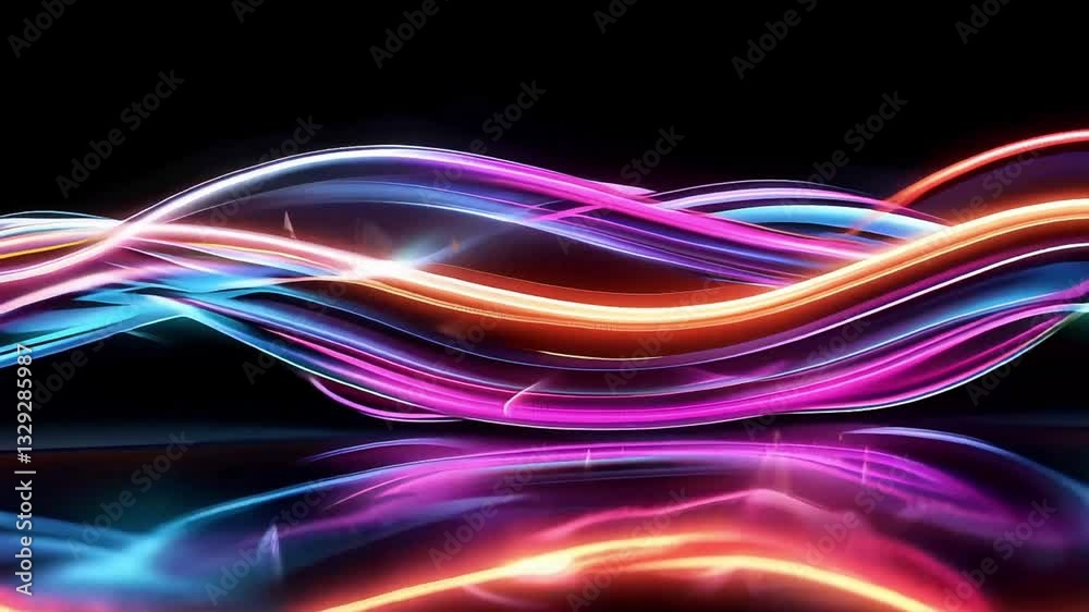 Poster dynamic and colorful light waves creating a mesmerizing background for modern business visuals and p