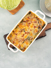 Baked squash and savoy cabbage casserole vegetarian lasagna