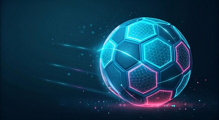Futuristic Neon Soccer Ball with Holographic Design & Glow V4