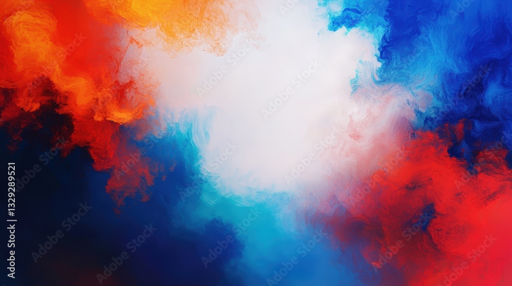 Poster abstract colorful smoke with multiple hues that spread from the center creating an artistic display