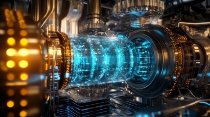Fototapeta premium Futuristic AI Power Core in Cyber Network