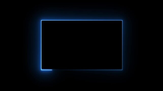 Abstract glowing neon rectangle border frame. Glowing neon fire rectangle border frame animation on black background	