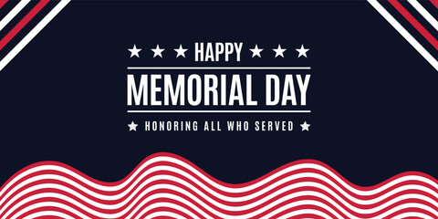 Happy Memorial Day banner. National american holiday. American flag.memorial day lettering banner. in honor of our heroes. hand drawn text with stars for memorial day in usa.