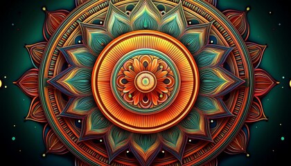 Naklejka premium A hyper-symmetrical arrangement of circles and squares forms a mandala-like design, radiating balance, harmony, and geometric precision. 