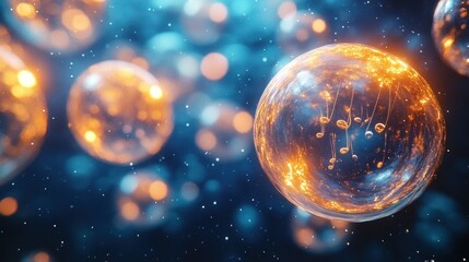 Abstract sphere formations in vibrant colors