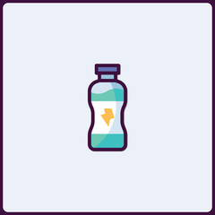 Illustrative bottle symbol with energy icon representing revitalization drink
