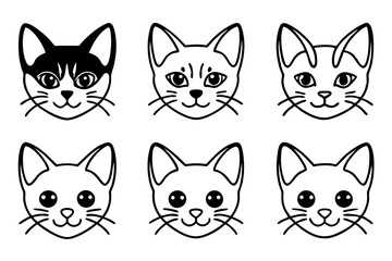 cat head icon set line art silhouette vector illustration