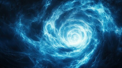 Abstract swirling vortex of ethereal blue energy