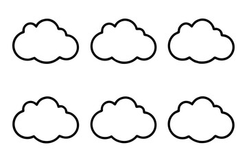 cloud icon set line art silhouette vector illustration