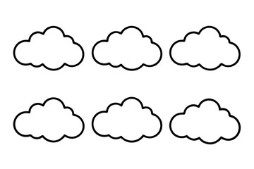 Obraz premium cloud icon set line art silhouette vector illustration