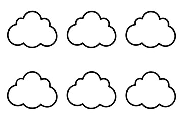 cloud icon set line art silhouette vector illustration