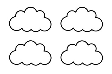 Obraz premium cloud icon set line art silhouette vector illustration