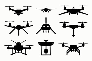 drone icon set line art silhouette vector illustration