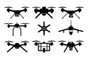 drone icon set line art silhouette vector illustration
