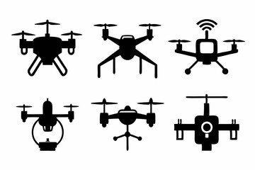 drone icon set line art silhouette vector illustration