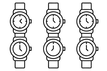 hand watch icon set line art silhouette vector illustration