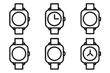 hand watch icon set line art silhouette vector illustration