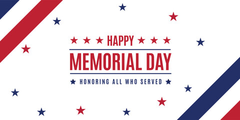 Happy Memorial Day banner. National american holiday. American flag.memorial day lettering banner. in honor of our heroes. hand drawn text with stars for memorial day in usa.