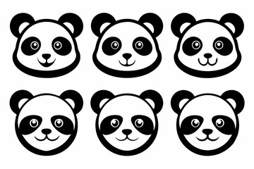 Fototapeta premium panda head logo icon set line art silhouette vector illustration