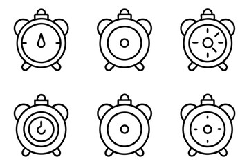 retro alarm icon set line art silhouette vector illustration