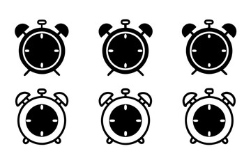 retro alarm icon set line art silhouette vector illustration