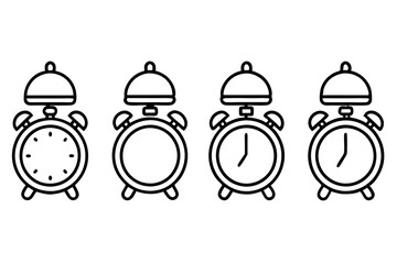 retro alarm icon set line art silhouette vector illustration