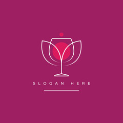 wineglass concept modern minimal logo design vector