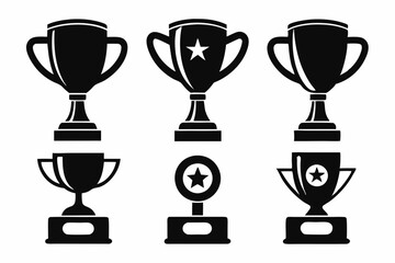 trophy icon set line art silhouette vector illustration