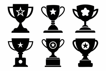 trophy icon set line art silhouette vector illustration