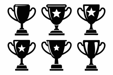 trophy icon set line art silhouette vector illustration