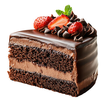chocolate cake isolated on white