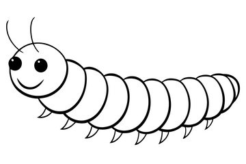 caterpillar insect line art silhouette vector illustration
