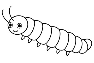 caterpillar insect line art silhouette vector illustration