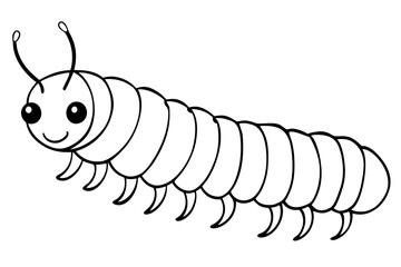 caterpillar insect line art silhouette vector illustration