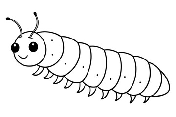 caterpillar insect line art silhouette vector illustration