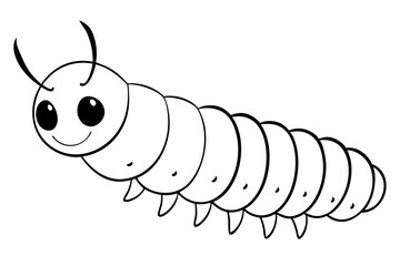 caterpillar insect line art silhouette vector illustration