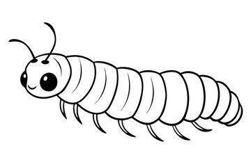 caterpillar insect line art silhouette vector illustration