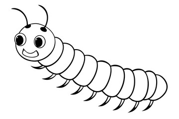 caterpillar insect line art silhouette vector illustration