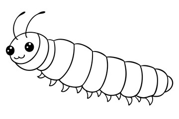 caterpillar insect line art silhouette vector illustration