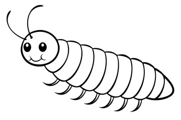 caterpillar insect line art silhouette vector illustration