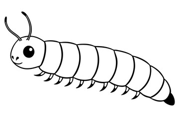 caterpillar insect line art silhouette vector illustration